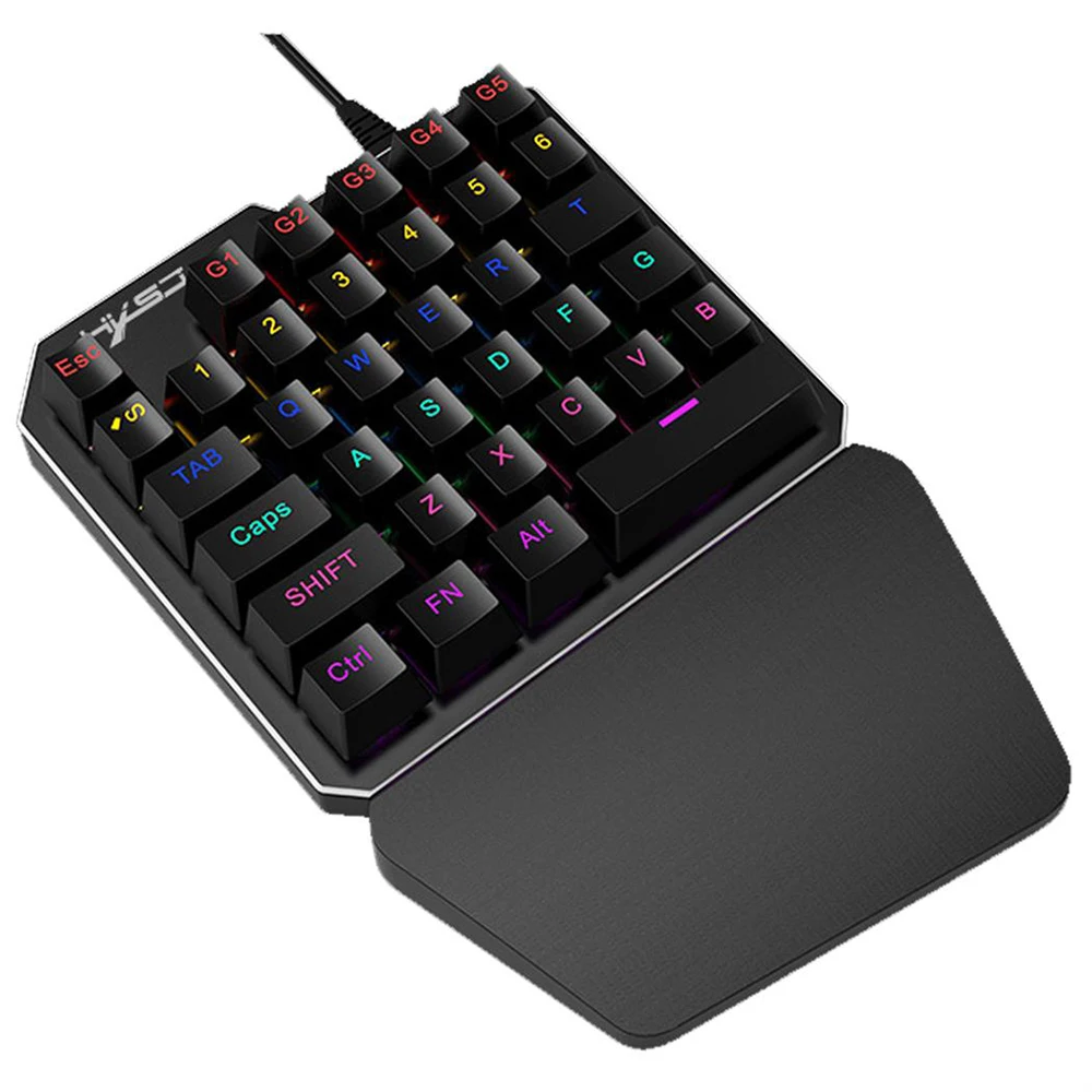 HXSJ J100 + A869 клавиатура мышь набор 35 клавиш мини USB проводной 3200 точек/дюйм 7 кнопок LED