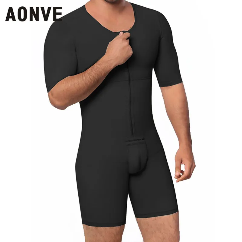 

Aonve Bodysuit Men Shaper Body Slimming Butt Lift Leotard Short Sleeves Plus Size Homme Body Modeling Shapewear