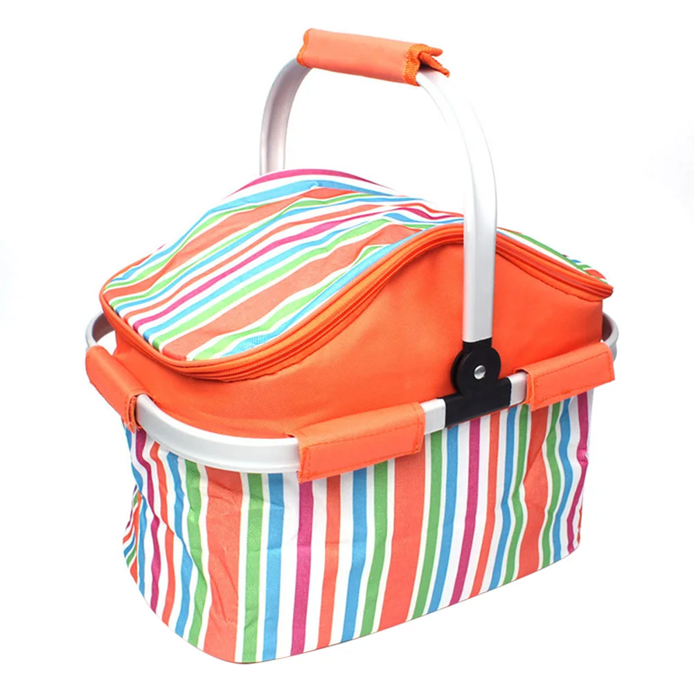 Изолированная Корзина для пикника, сумка для обеда, сумка для пикника, барбекю, праздников(оранжевый