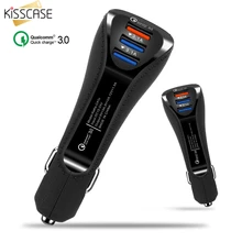 KISSCASE Quick Charge 3.0 3 Ports USB Car Charger For Samsung S10 For Huawei P30 QC3.0 Fast PD USB Car Charging Phone Charger bc12 3 ports usb car charger black