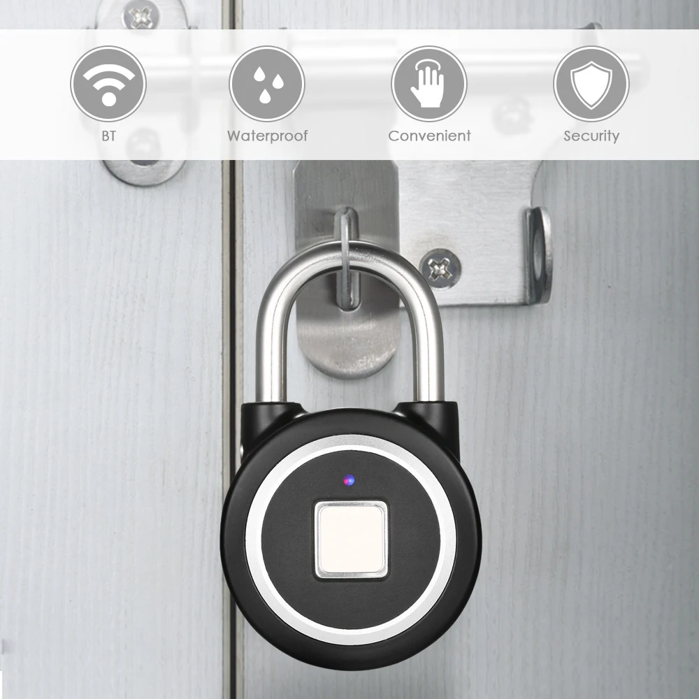

Portable Smart BT Fingerprint Lock Waterproof Keyless Padlock Anti-Theft Electric Door Lock iOS Android APP control