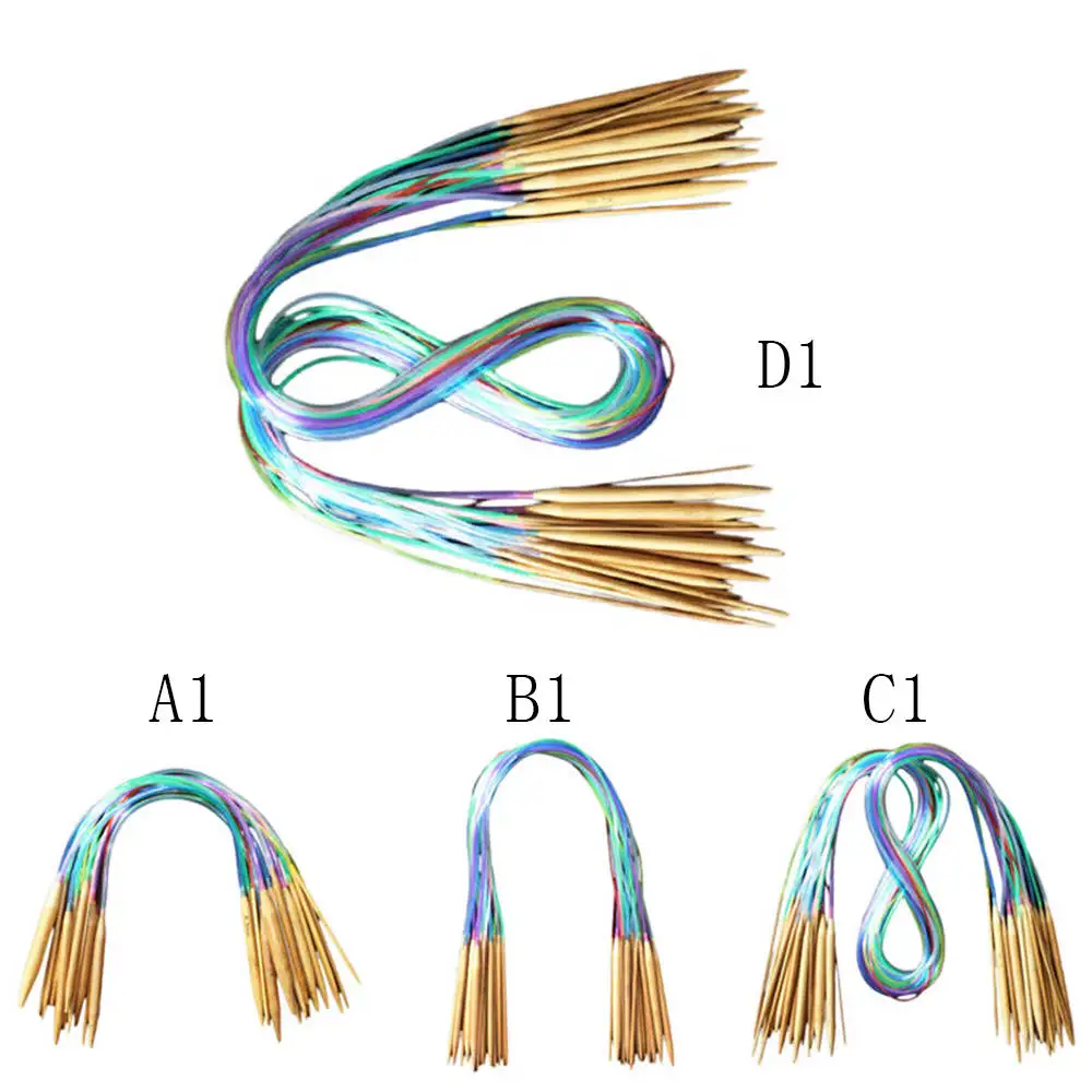 40/80/100/120 cmnatural Обугленный Бамбук круговой вязальные спицы 1 набор(18 шт./компл
