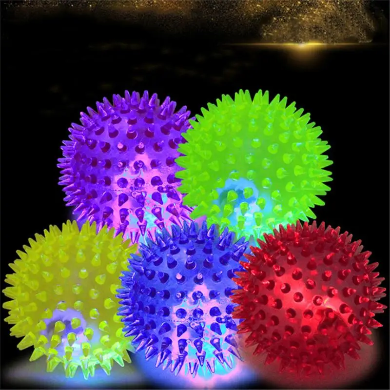 

Hedgehog Bell Geometric Random Sound Pet Cat Rubber Ball Fun LED Ball Play Flash Interact Chewing High Elastic Ball Dog Toy