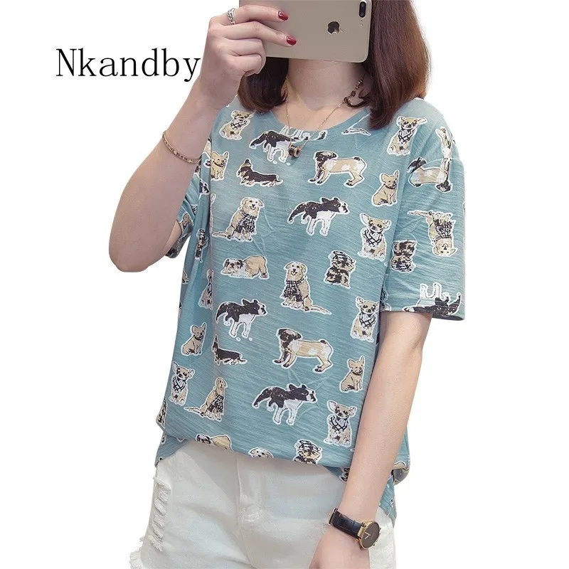 

Nkandby Plus Size Women Tee And T-shirt 2019 Summer Clothes Half Sleeve Loose Femme Tshirt Animal Print Bamboo Cotton large Tops