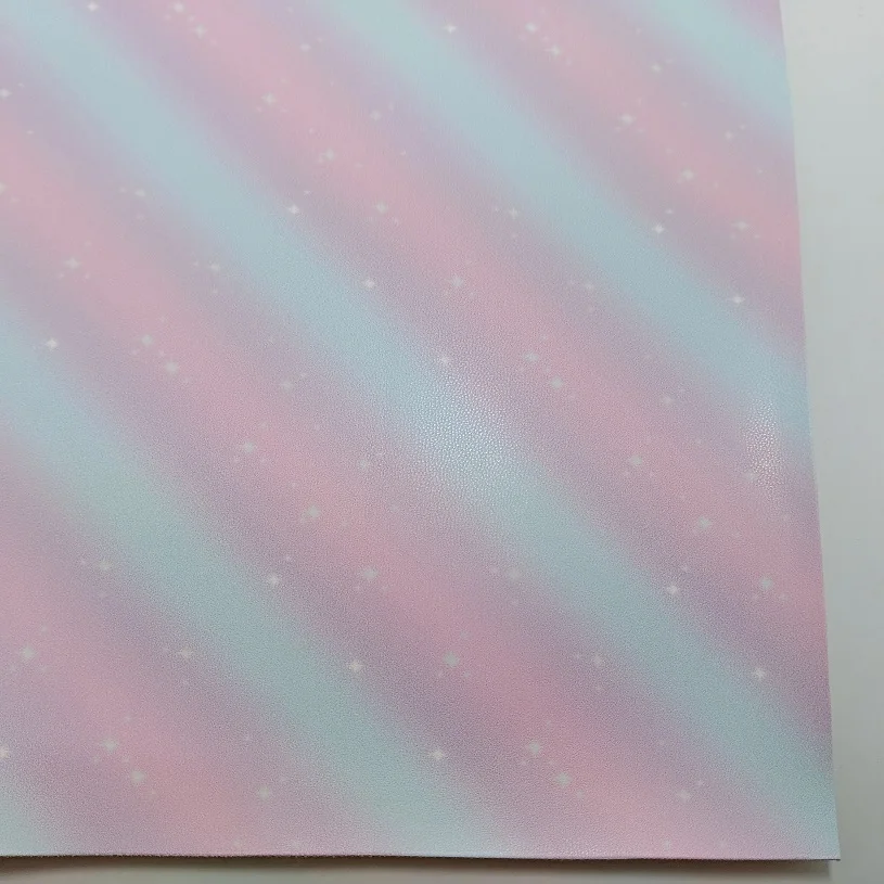 

3PCS A4 SIZE 21X29CM Printed PU Leather, Synthetic Leather Printed Stars Rainbow Pastel Colors for DIY Sewing Fabric 7S06C