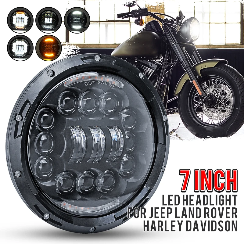 

1pcs 7 inch Motorcycle LED Headlight Turn Signal DRL Hi/low beam For Lada Niva 1989-1993 For AM General Hummer 1992-2001