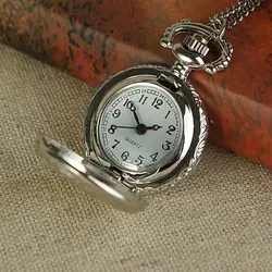 Высокое качество модные дикие настольные маленькие ретро карманные часы полые серебряные маленькие круглые маленькие карманные часы для