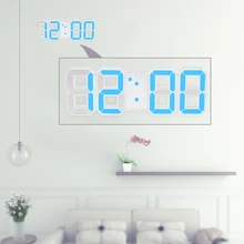 Цифровые светодиодные настенные часы, синий/белый светильник, регулируемая яркость, управляемый через Usb, 12 h/24 h, цифровой будильник с функцией повтора