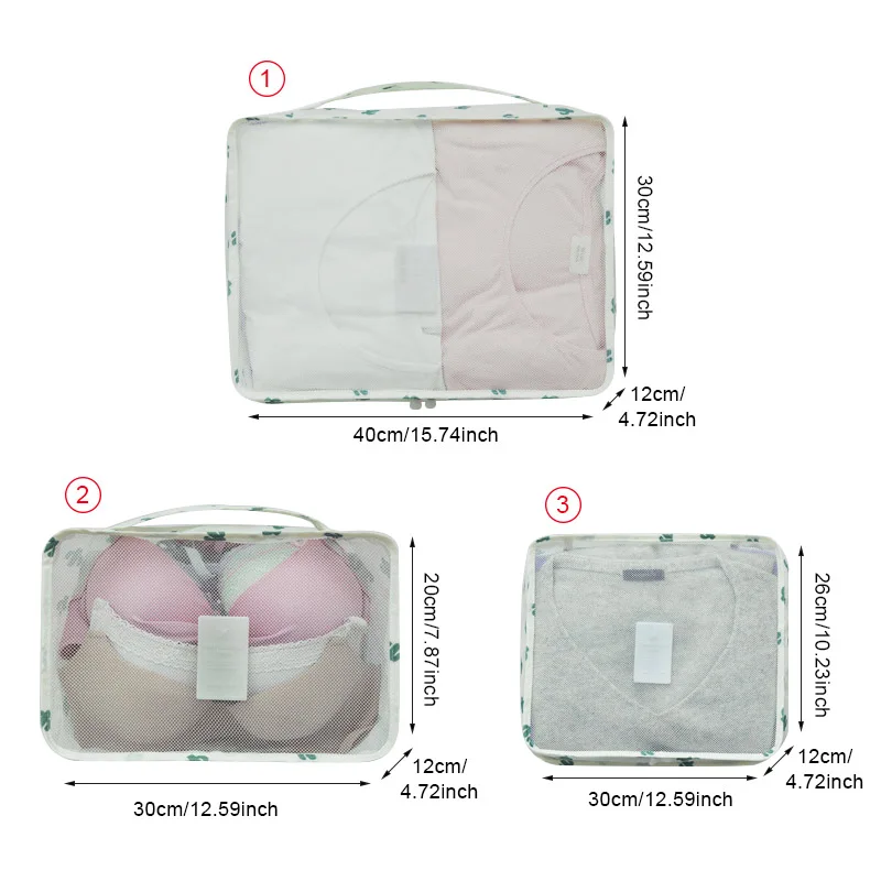 7 قطعة/المجموعة ملابس حريمي الملابس الداخلية حقيبة التخزين السفر التجميل ماكياج حذاء الحقيبة الأمتعة سستة منظم الاكسسوارات الإمدادات