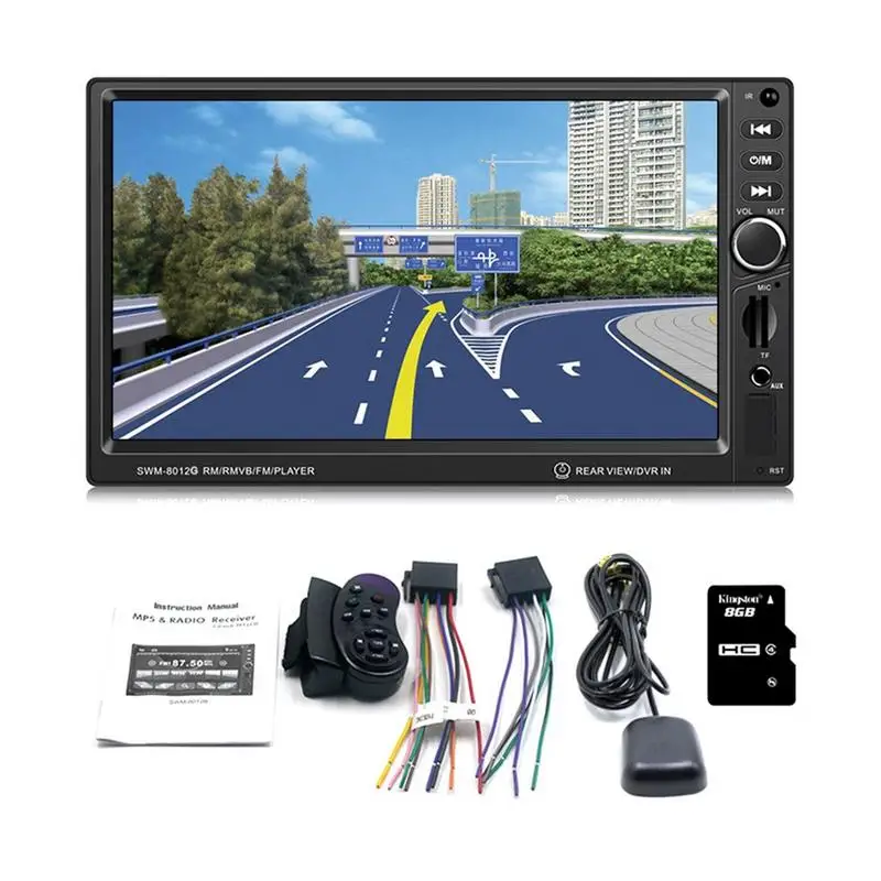 

Car DVD MP5 Video Player SWM-8012G 7" Display Screen GPS Navigation Brake Prompt Vehicle Music Player With Bluetooth Mini TF AUX