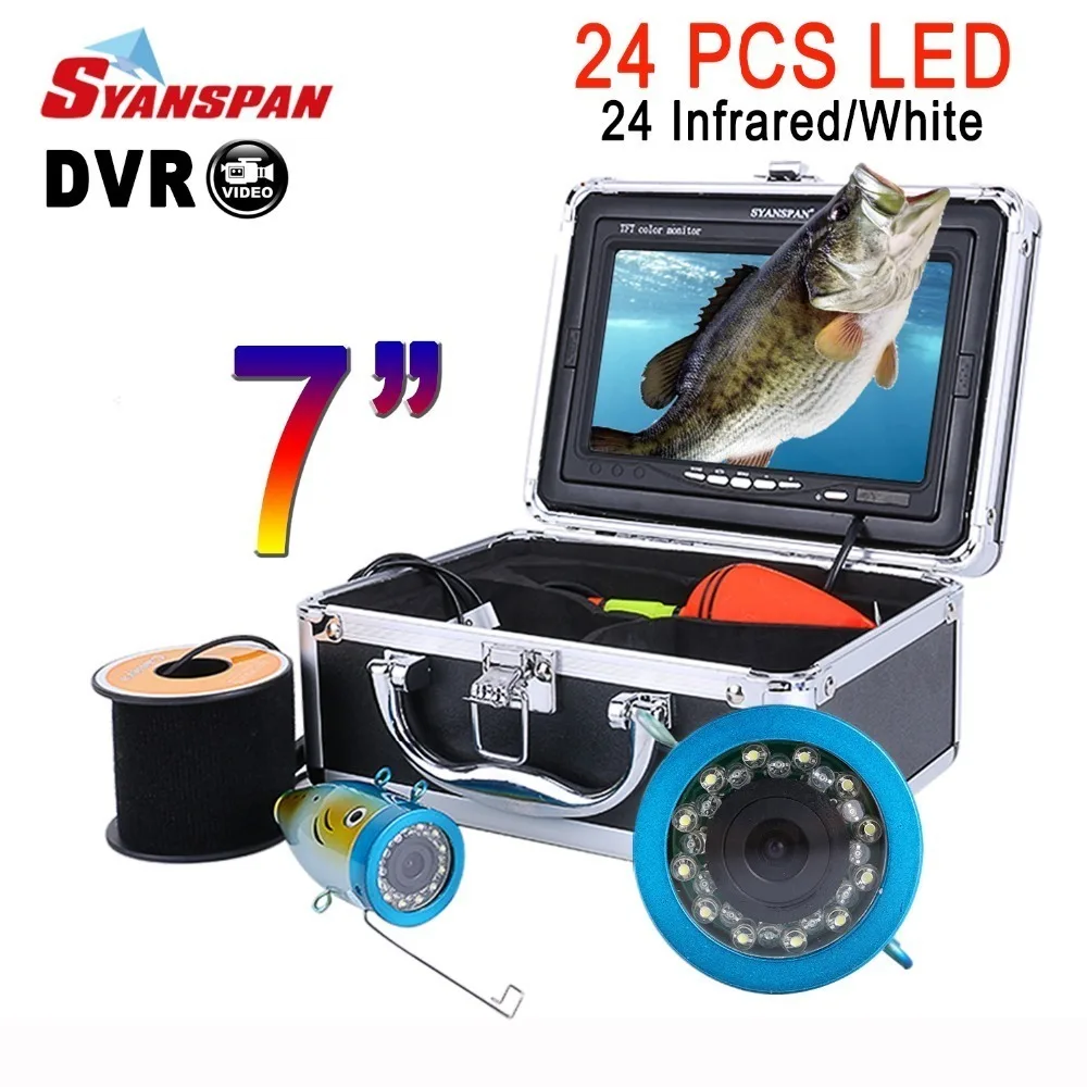 Syanspan " монитор 15 Вт, 30 Вт, 50 м Fish finder Камера HD 1000TVL подводная лед рыбалка видео Камера Комплект 24 инфракрасных светодиодных ламп