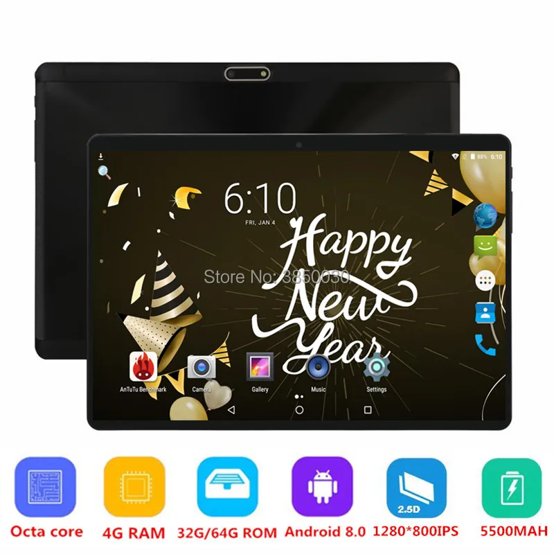 

Android 8.0 Tablet 10 Inch Octa Core 3G 4G FDD LTE 4GB RAM 64GB ROM Support Netflix Youtube 2.5D Glasss 1280X800 GPS 10 10.1 pad