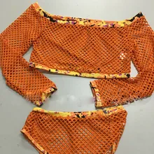 Meihuida купальник Для женщин Дамы с длинным рукавом видеть сквозь сетки ажурные Растениеводство Топ Футболка трусики Комплект ванный комплект Для женщин S-XL