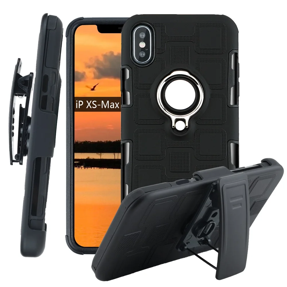 

Hybrid Armor Case For iPhone Xs Max Xr X Belt Clip Ring Holder Kickstand Shockproof Cover Magnetic Car Mount for Men Phone Cases
