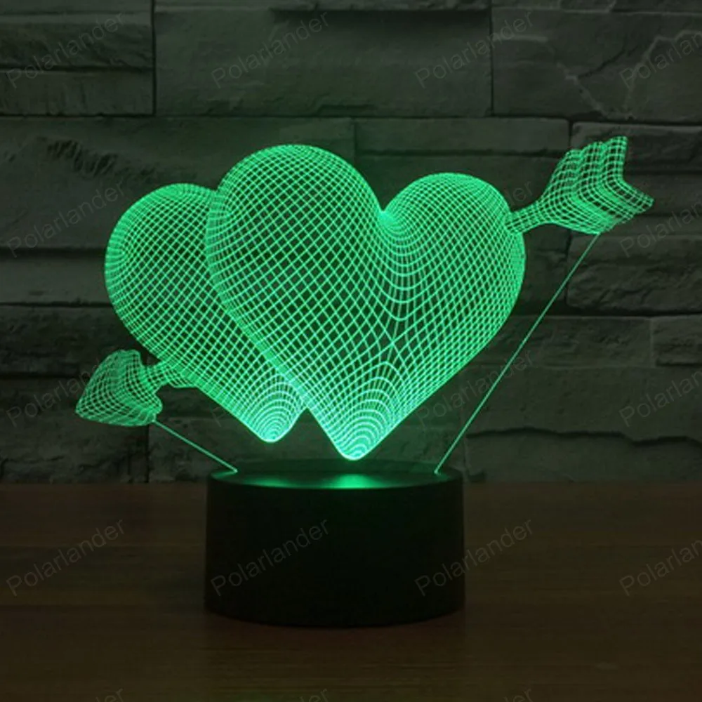 Visual lamps acrylic gift touch led lamp dimensional lights illusion Arrow through the heart of colorful LED | Автомобили и