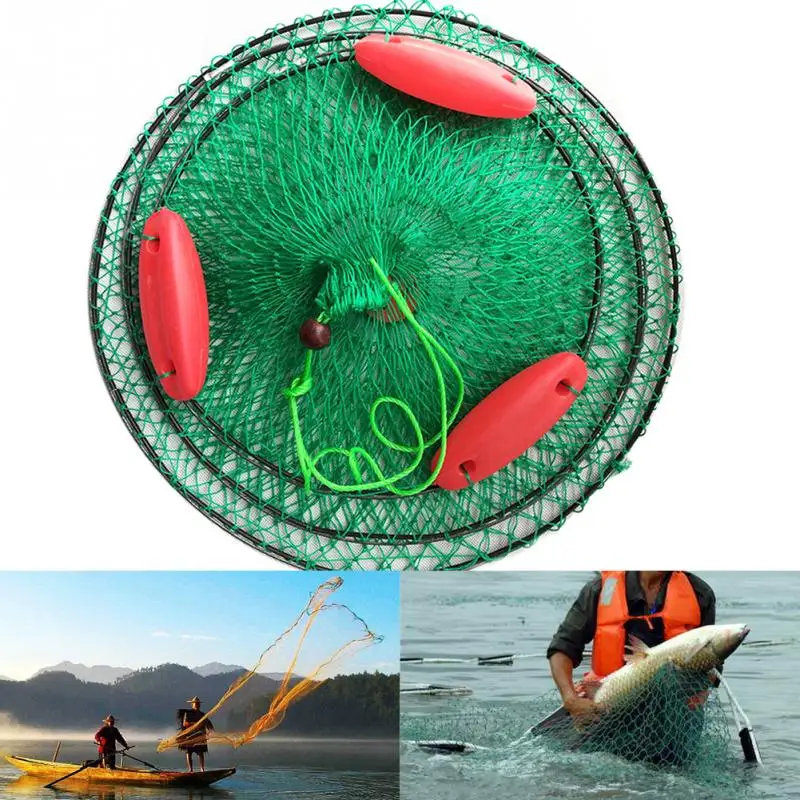 

Folded Three Floating Ball Fish Net Catching Boat Fishing Trap Fishing Tackle