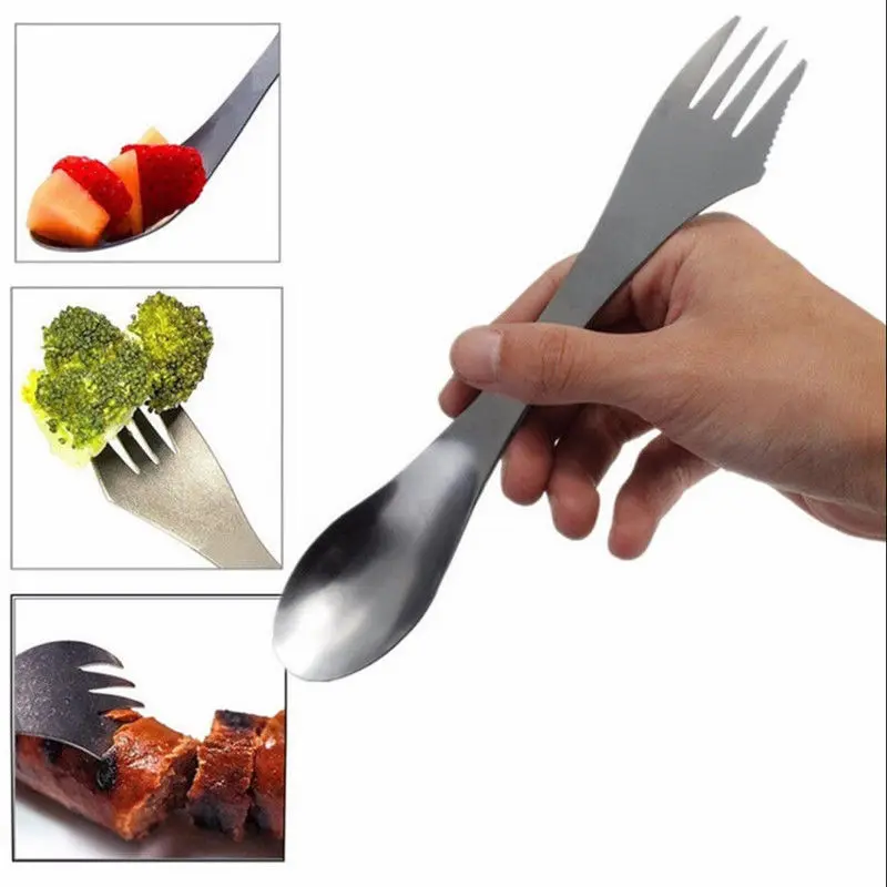 

Creative Multifunctional 3 in 1 Fork Spoon Spork Cutlery Utensil Combo Kitchen Outdoor Picnic BBQ Tools
