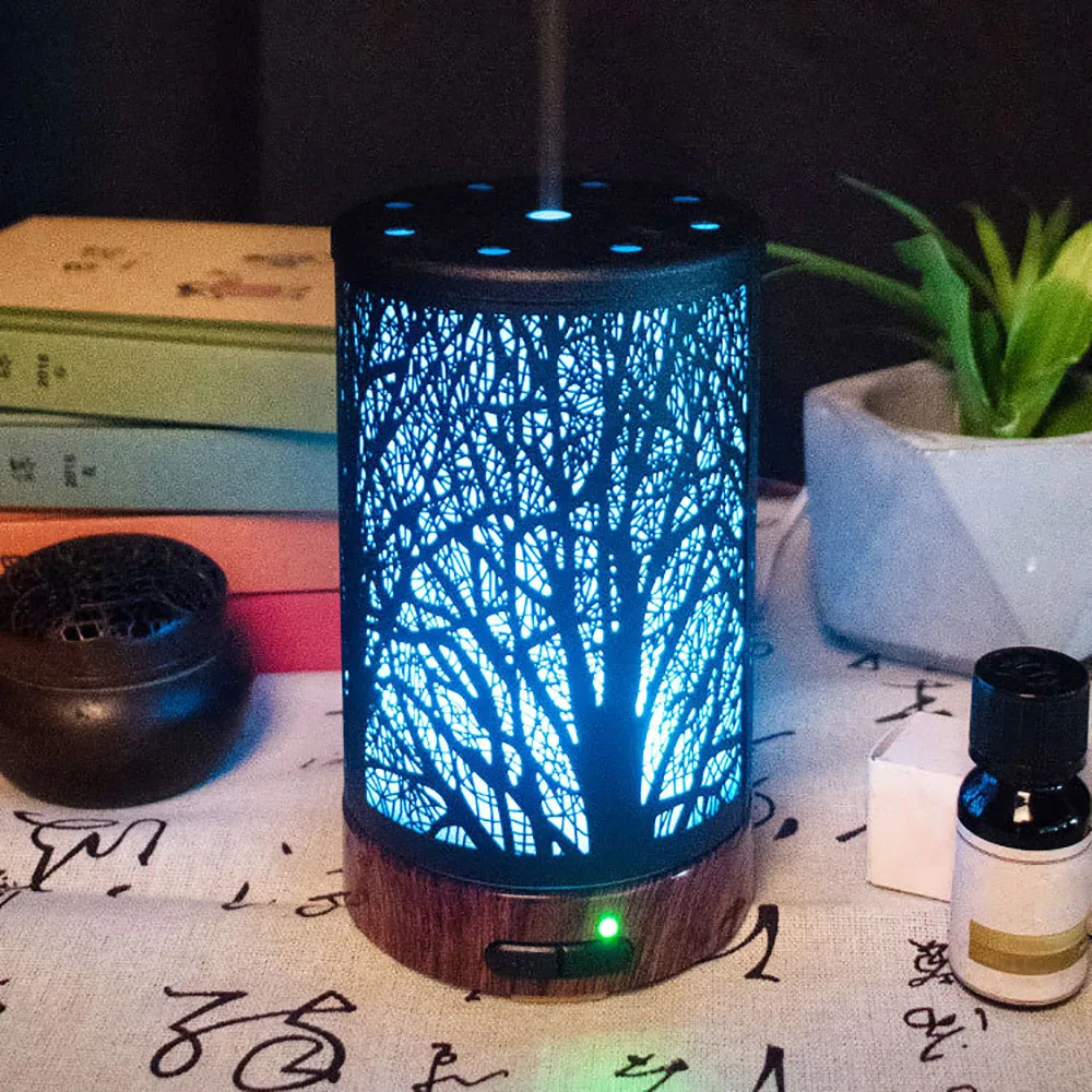 

Aromatherapy Diffuser Metal Aroma Essential Oil Humidifier Mist Maker Romantic Light Air Humidifier For Home Office Hotel