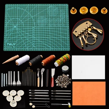 

42pcs Professional Leather Craft Entry Tools Sewing Stitching Punch Carving Work Saddle Groover Leathercraft For DIY Beginner