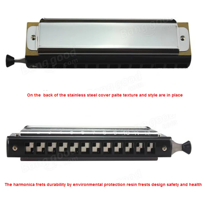 Лучшее качество, 12 отверстий, 48 тонов, C Ключ, Хроматическая Губная гармошка для начинающих, KZ1248, музыкальный инструмент, рот, орган, арфа, для подарков
