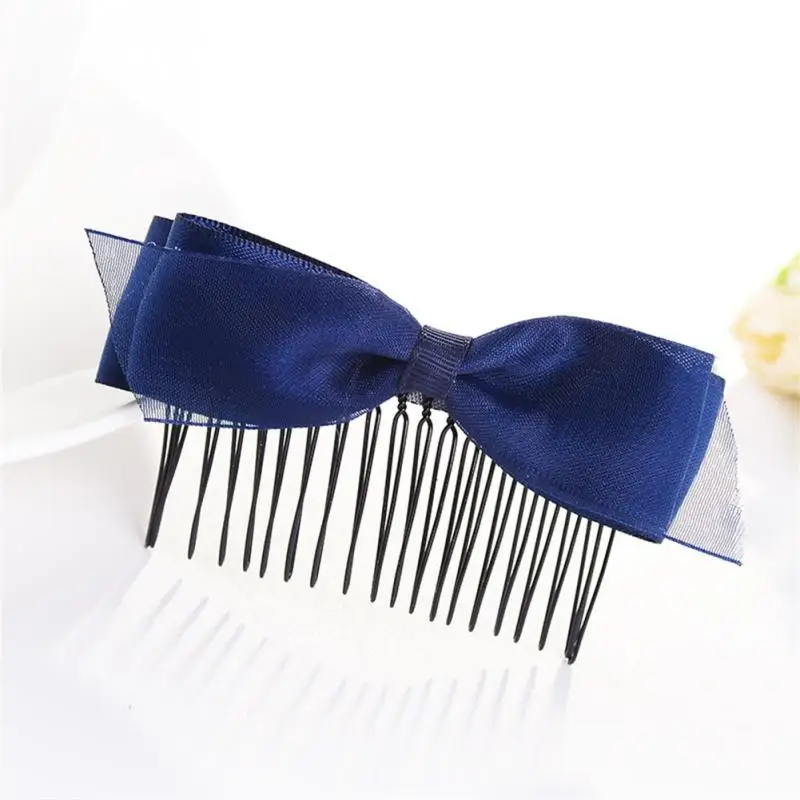 

Women Girl Sweet Cloth Bowknot Inserting Comb Alloy Hair Clip Pin Accessories