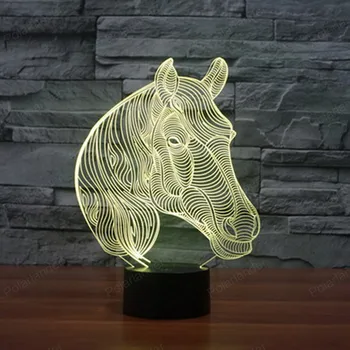 

3d lights gift atmosphere decorative table lamp visual lights touch LED lamp New horse 3D lights colors changing