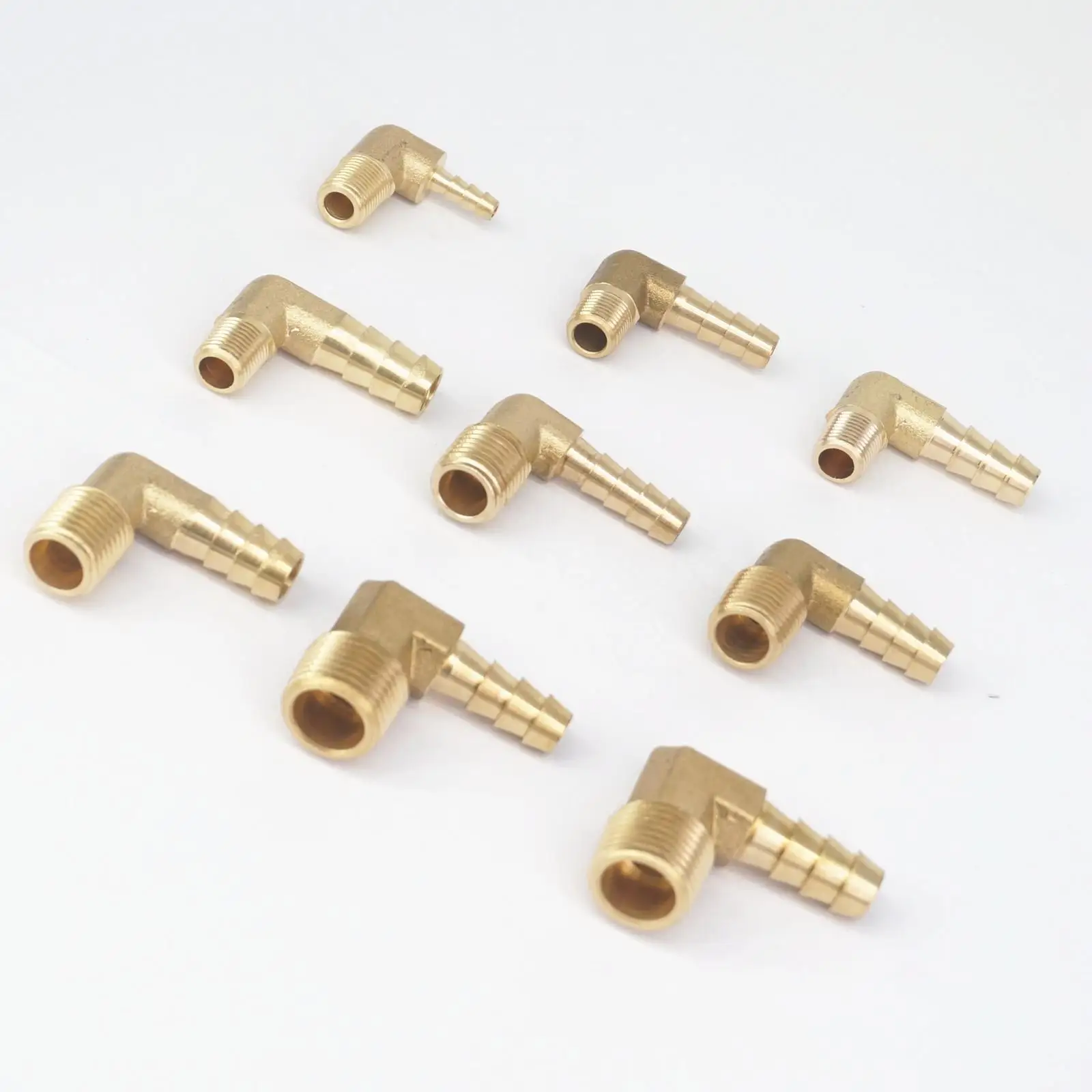 

1/8" 1/4" 3/8" NPT Male x 3/16" 5/16" Hose Barbed Tail Elbow Brass Fuel Fittings Connectors Adapters