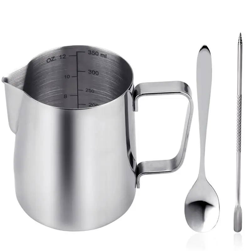 Günstige Heißer 4 stücke Kaffee Zubehör 58mm edelstahl Kaffee Tamper mit 12 unzen Aufschäumen Pither und Kaffee Löffel und latte Art Stift