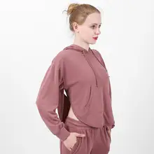 Осенне-зимняя свободная спортивная одежда с длинными рукавами, женская одежда с капюшоном, костюм для йоги, топы, одежда для бега, одежда для фитнеса, блузка