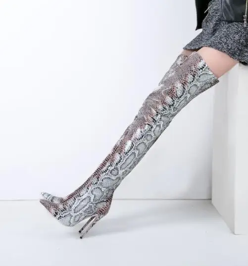 Mince Hauts Imprimer Nouveau Bottes Cuissardes Personnalisé Longues 2018 Le D'hiver Dame Femmes Bout 42 Talons Faire Serpent Pointu Sur Hautes dPXx0qI