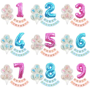 

1st birthday balloons 1 2 3 4 5 6 7 8 9 year birthday balloons boy girl kids birthday banners party decorations digital ballons