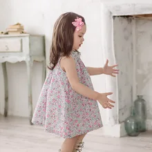 Осень лето платье для девочек светлые, пасторальные Платья с цветочным принтом для девочек натуральный хлопок удобное платье для малышей платье для маленьких девочек одежда для детей