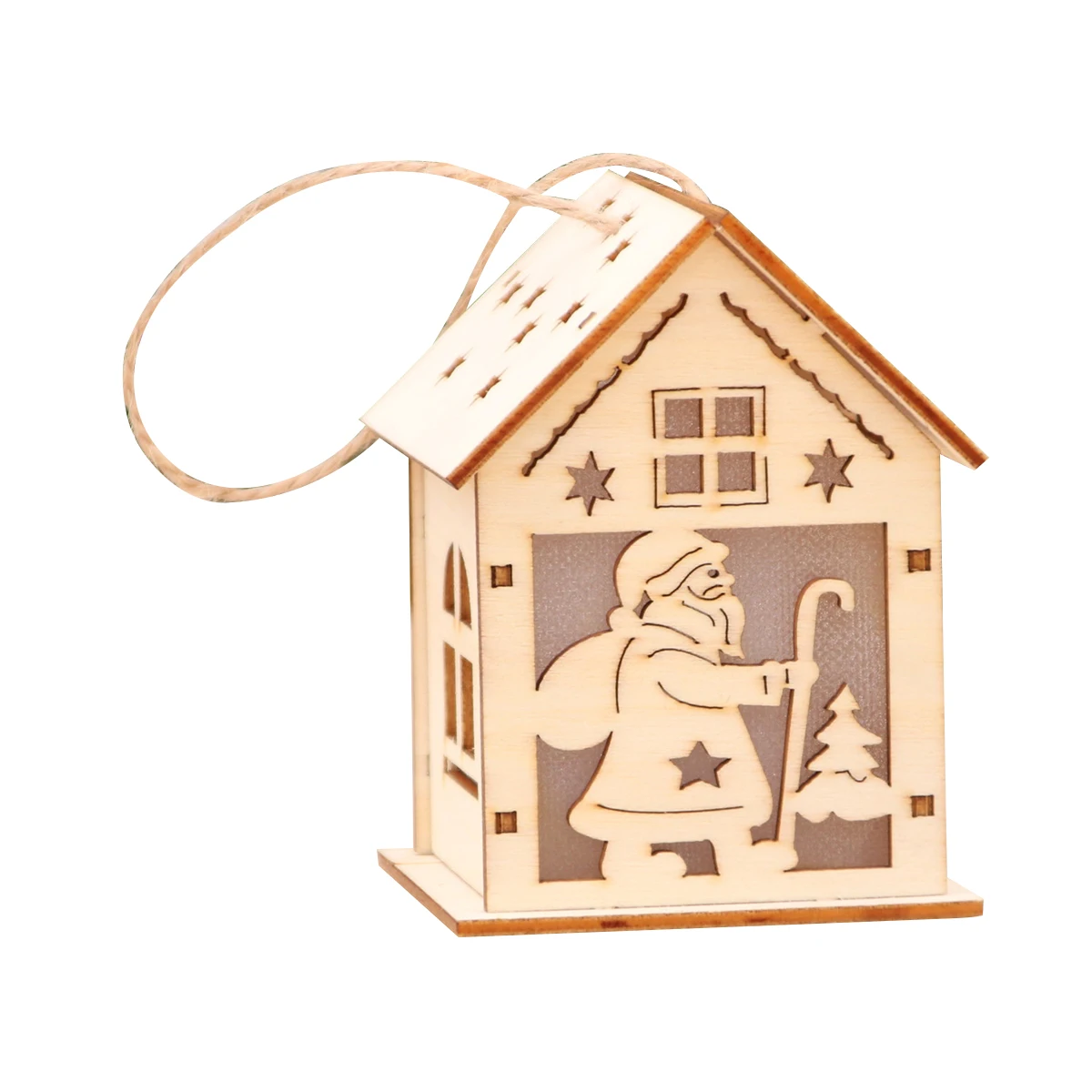 

New Fashion Christmas Festival Decoration Christmas Tree Hanging Ornaments Led Light Wood House Holiday Decor Xmas Gift