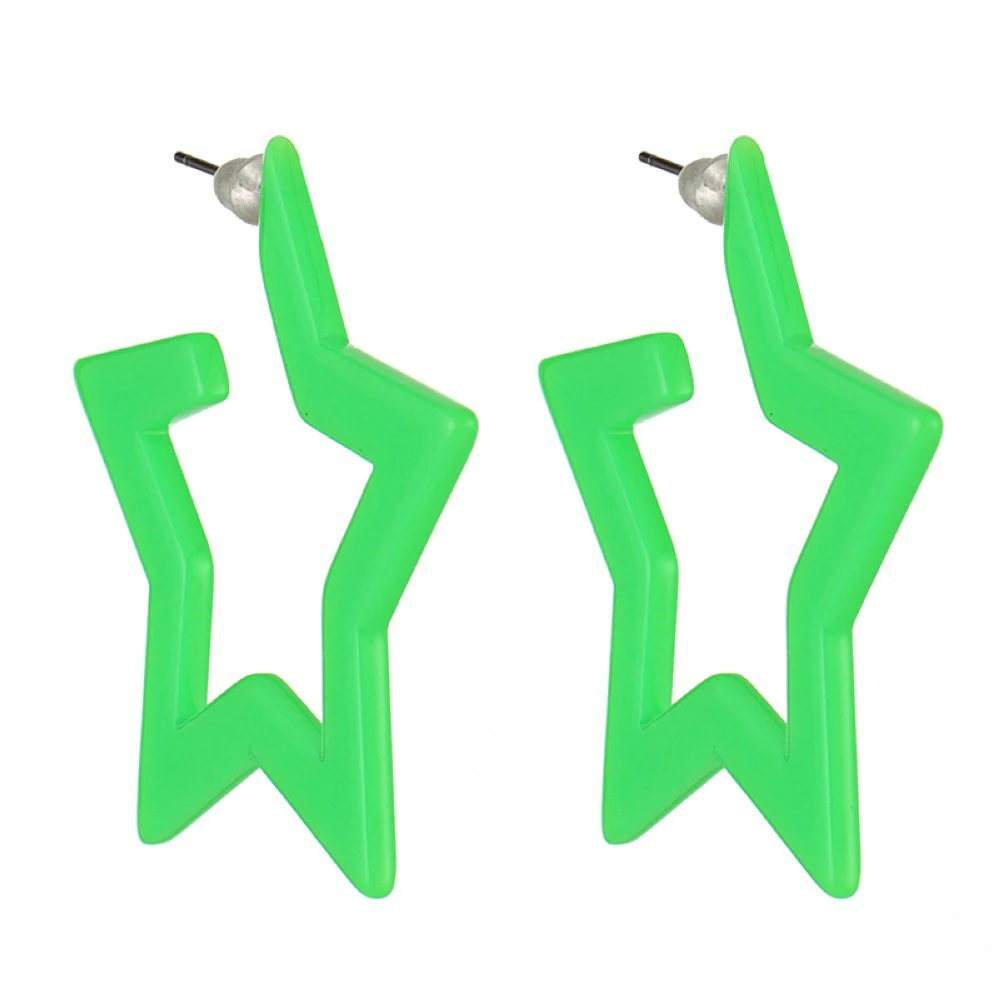 

2019 Geometric Star Earrings Green Orange Yellow Fluorescence Drop Neon Earring Bohemian Ethnic Vintage Indian Jewelry DBE096