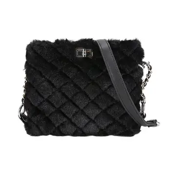 

Luxury Brand Crossbody Messenger Bag Women Fleece Chain Plaid Print Shoulder Phone Bags For Winter Ins 2019 Hot bolsa feminina