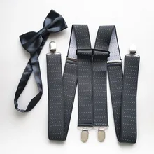Темно-серого цвета в горошек для новорожденных Для мужчин чулок Бабочка галстук-бабочка комплекты безопасный клипы подключения подтяжки галстук бабочка комплект для взрослых и детей; Для женщин; рубашки; LB066