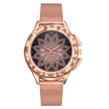 Women Rose Gold Lucky Flower Watches Women's Luxury Rhinestone Quartz Wrist Watch Ladies Watch Relogio Feminino Zegarek Damski olevs women watches watch men fashion luxury rhinestone dress couple watch quartz watchreloj mujer saat relogio zegarek damski
