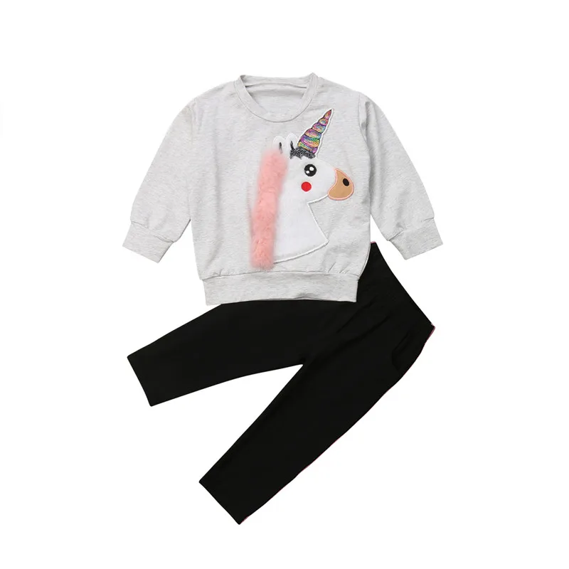 

Kids Baby Girls Cartoon Pattern Sweatshirt Top+Pants 2pcs Outfits Set Tracksuit Clothes 6M-5T