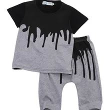 PUDCOCO/Новинка г.; Повседневная футболка с короткими рукавами для маленьких мальчиков+ длинные штаны; хлопковые комплекты одежды для активного отдыха; От 0 до 4 лет