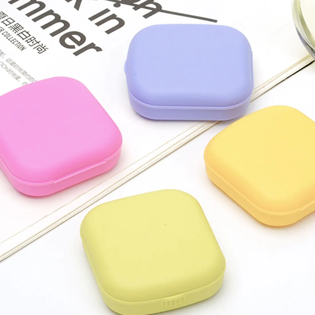 

Candy Color Contact Lenses Case for Women and Men With Mirror Chuck Tweezers Plastic Eyeglasses Case Contact Lens Box