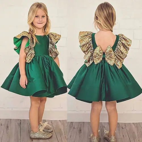

Toddler Kids Baby Girl Sleeveless Dress Floral Sequin Party Wedding Formal Dress
