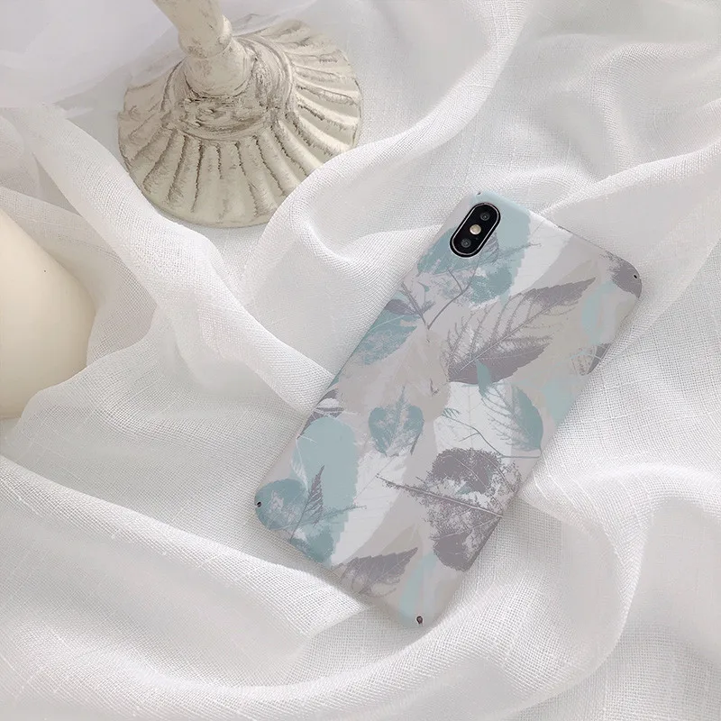 Ретро чехол для телефона с листьями в Корейском стиле iPhone 7 Puls 6 6S 8 X XS XR Xsmax жесткие