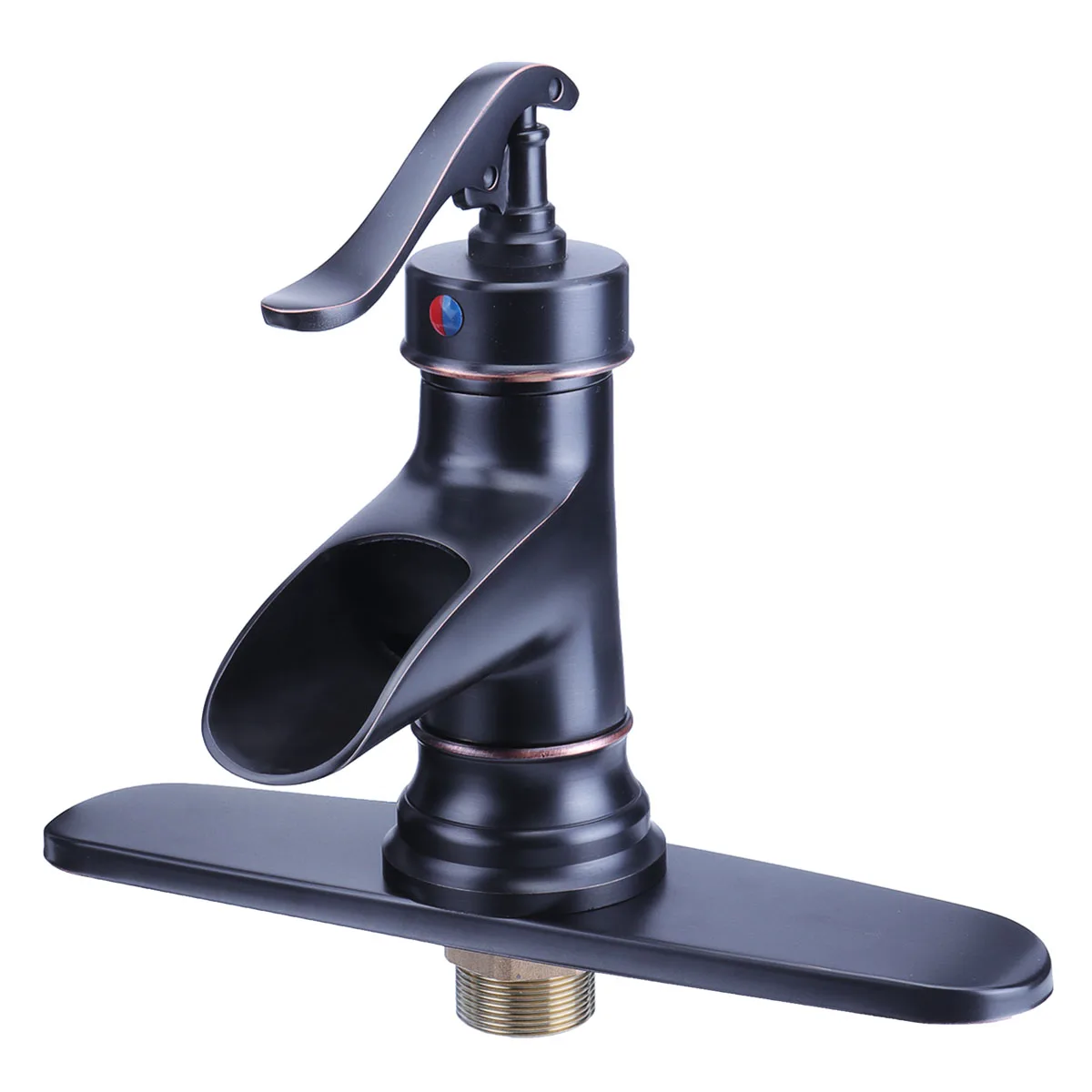 

Oil Rubbed Bronze Matte Faucets Deck Mounted Bathroom Fixture Single handle Taps Basin Mixer Taps Faucets Waterfall Spout Sink