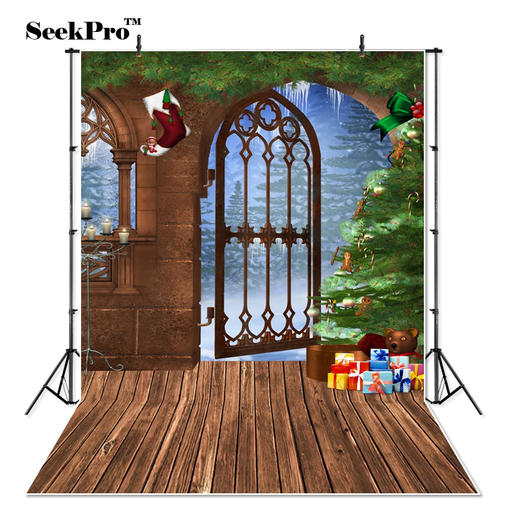 Thin Vinyl Christmas Tree Gift box Gate Photographic Props Backgrounds For Baby Children Photo Studio Photos Backdrops | Электроника