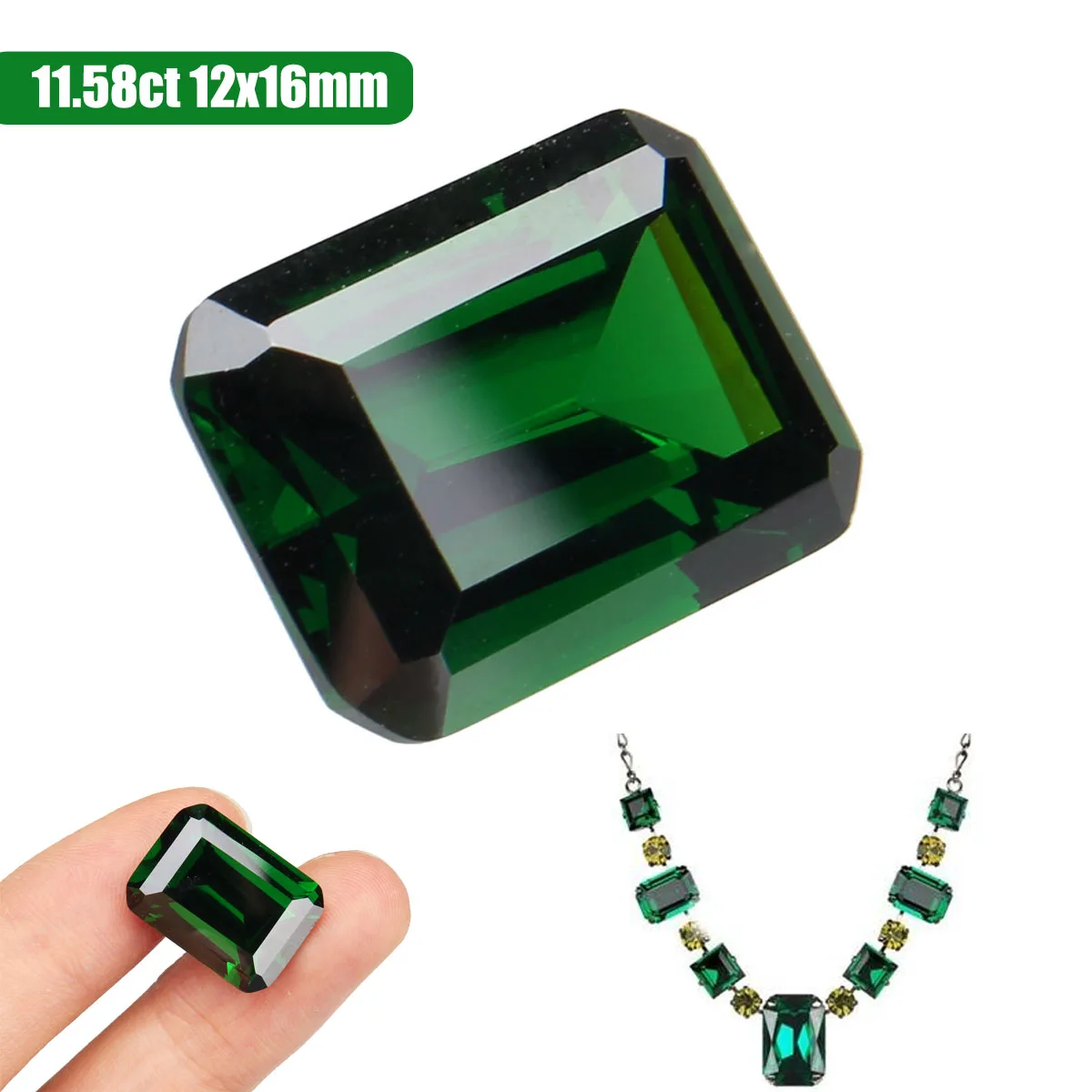 

Dazzling Artificial Green Sapphire 12x16mm Diamond Emerald Loose Gemstone DIY Jewelry Pendant Home Crafts