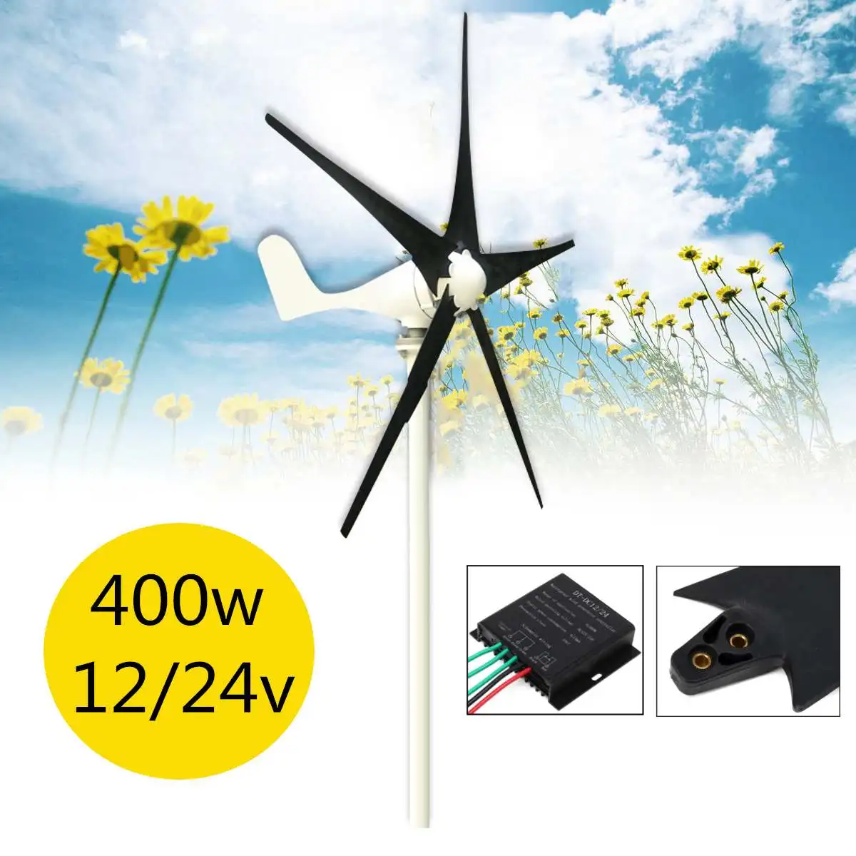 

12/24V 400W 5 Blades Wind Generator With Windmill Charge Controller Electrical Alternative Energy Generator WindTurbine