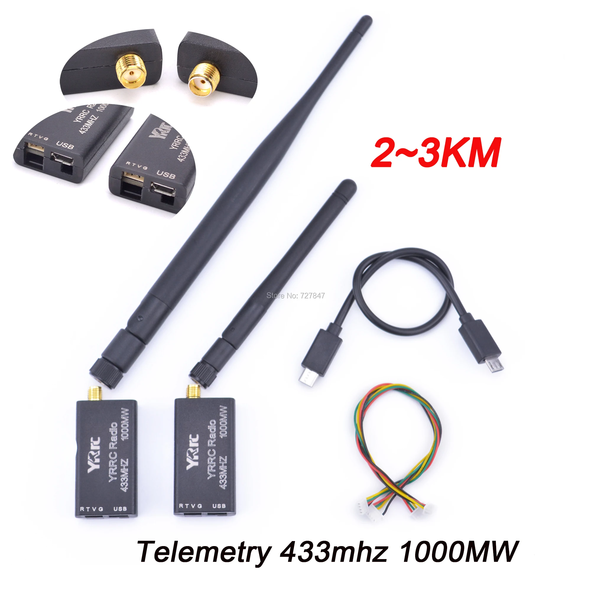 Ceny Telemetria radiowa 3DR 433mhz 433 1000MW 2 ~ 3KM telemetria danych odległość portu TTL i USB dla APM Pixhawk Pixhack