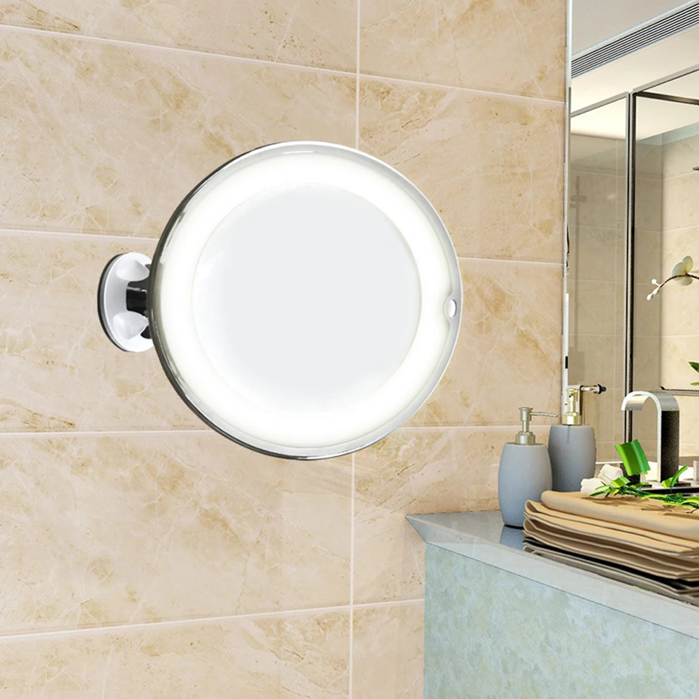 

10X Magnifying Lighted Mirrors Makeup Mirror with Natural White LED Light 360 Degree Rotation and Locking Suction Wall Mirror