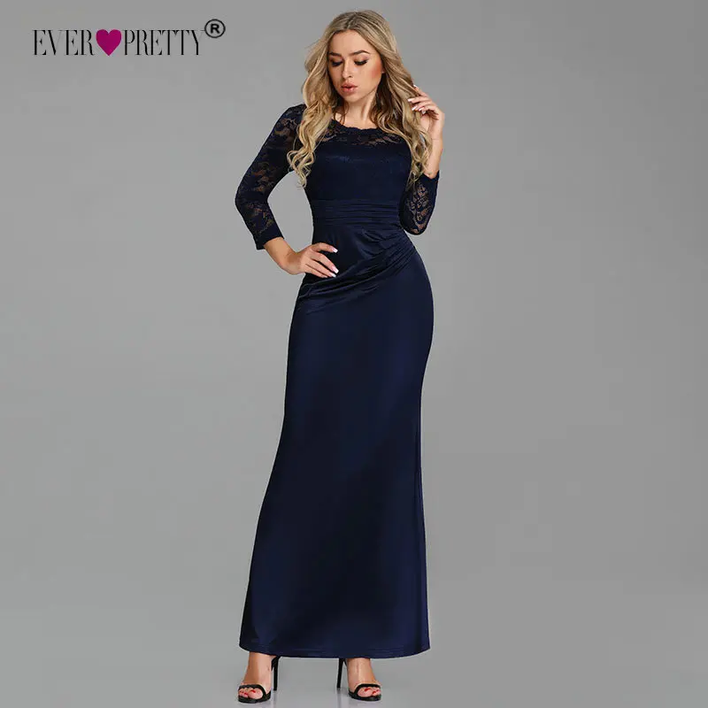 Evening Dresses Long Ever Pretty Long Sleeve Winter O-neck Lace Mermaid Sexy Special Occasion Party Gowns for Wedding Guest Evening Dresses Long Ever Pretty Long Sleeve Winter O-neck Lace Mermaid Sexy Special Occasion Party Gowns for Wedding Guest