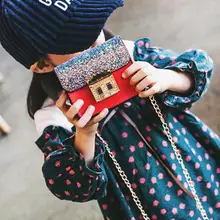 Блестящие Блестки для девочек; мини-сумки на плечо с цепочкой; великолепные вечерние сумки из искусственной кожи; клатч-мессенджер; Кошельки для монет; сумки